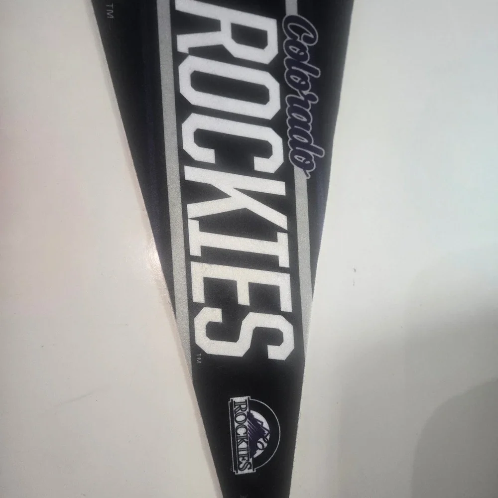 WinCraft Colorado Rockies MLB Pennant Black Felt Baseball Wall Decor Logo 12x30